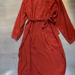 Burgundy Button Up Midi Dress